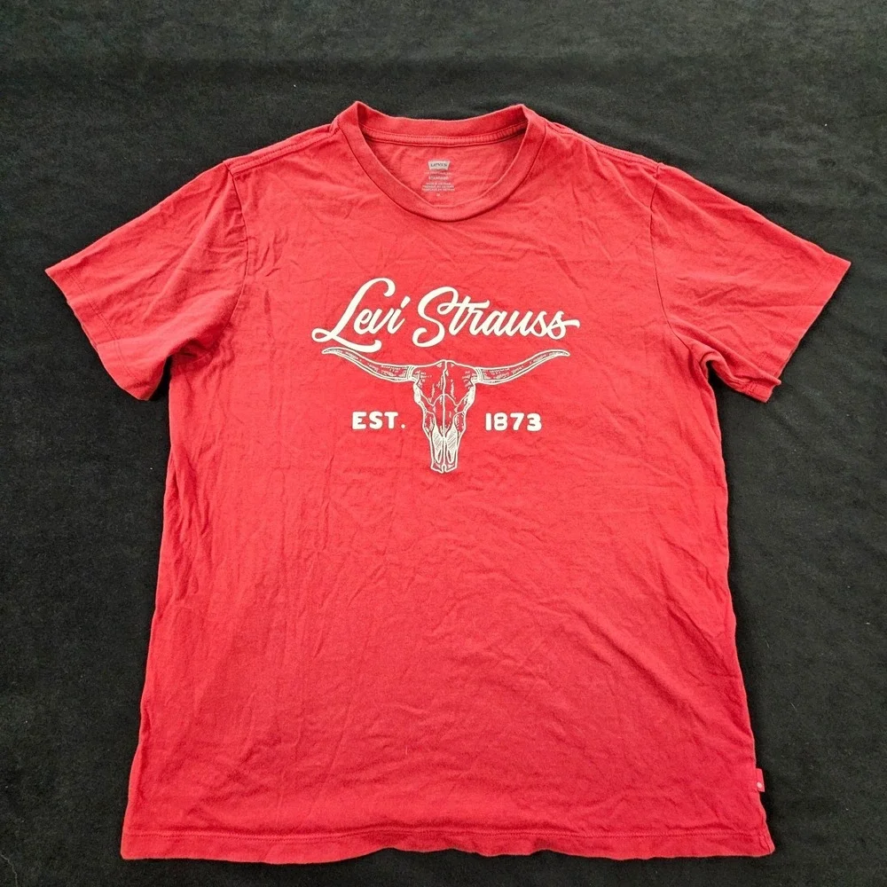 Levi Strauss Longhorn Red Short Sleeve Standard Fit Cotton T-Shirt Men's M